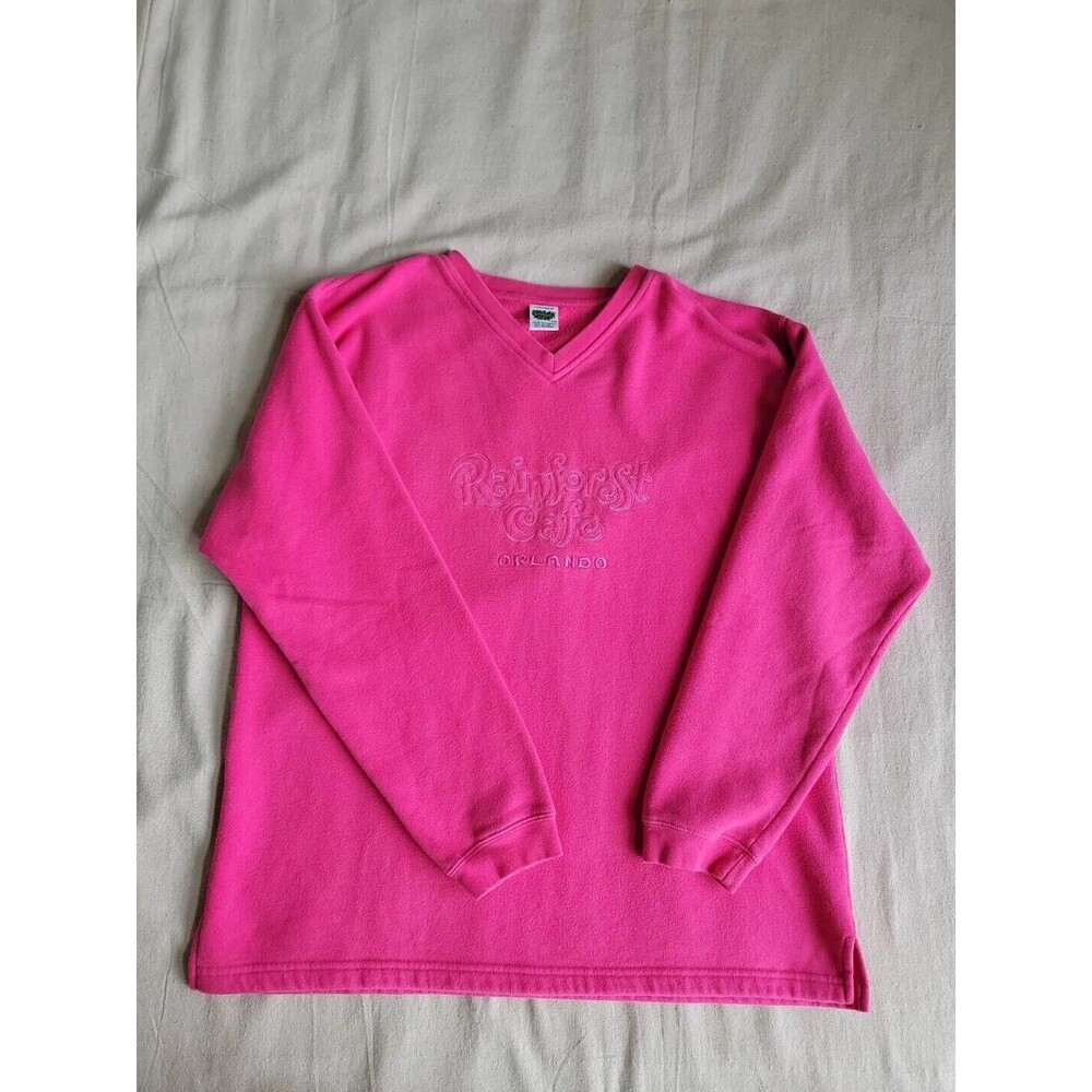 Rainforest Cafe Womens XXL‎ Sweatshirt Hot Pink Orlando Embroidered Logo 90s VTG